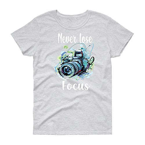 Never Lose Focus Shirt, Camera Graphic Shirt Cute O-Neck Short Sleeve T-Shirt Top