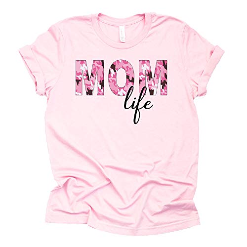 Camo Mom Life Shirt for Women Mama Graphic Tops Tee Mother's Day Short Sleeve Casual Blouse