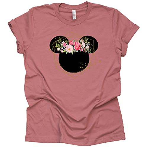 Women and Teen Floral Mickey Flower Shirt Adult Women Ladies Boho Character Tshirt