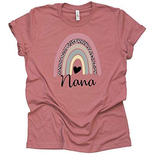 Rainbow Nana Shirt Leopard Printed T Shirt Unisex Summer Grand Parent Casual Short Sleeve Tops Blouse