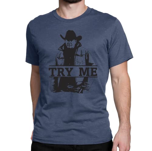 Yellowstone Try Me Shirt, John Dutton Shirt, Novelty T-Shirt Short Sleeve Print Casual Top