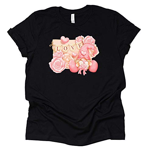 Love Roses Gnome Shirt, Women's Valentines Day Shirt, Hearts Shirt, Unisex Short Sleeve Shirt