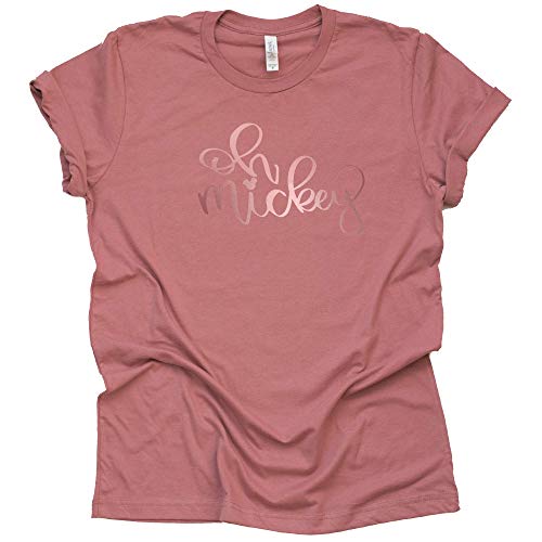 Oh Mickey Rose Gold T-Shirt, Metallic Rose Gold Shirt, Mickey Shirt for Adult Women Ladies Tshirt