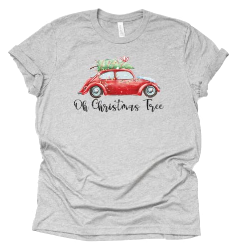 Oh Christmas Tree T-Shirt, Bug VW Shirt, Women Ladies Short Sleeve Adult Graphic Tees