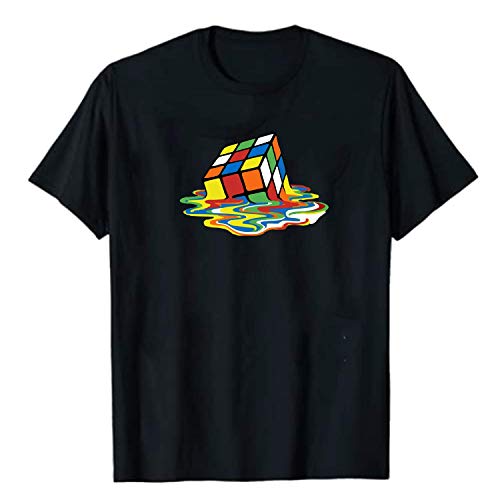 Melted Rubic Cube 3D Model Puzzle T-Shirt, Melting Rubi Cube Shirt. Unisex T-Shirt Casual Short Sleeve