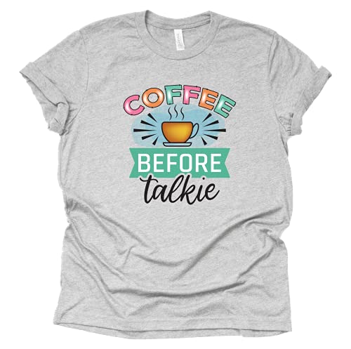 Coffee Before Talkie T-Shirt for Women, Unisex Shirt, Coffee Letters Print Shirt with Funny Sayings Casual Tee Tops