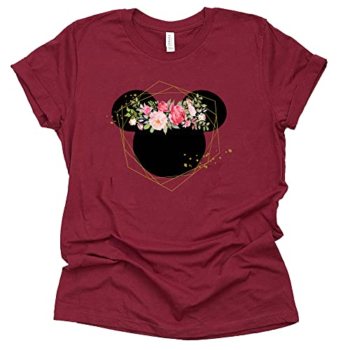 Women and Teen Floral Mickey Flower Shirt Adult Women Ladies Boho Character Tshirt