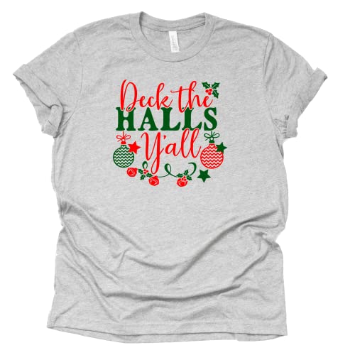 Women's Christmas Shirt, Deck The Halls Y'all Shirt, Graphic Tops