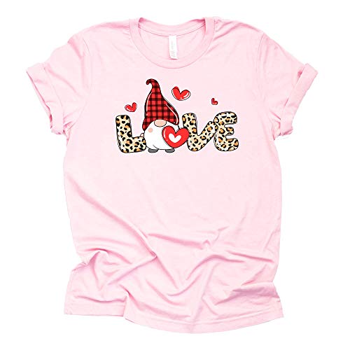 Love Gnome Shirt, Leopard Gnomes Shirt, Womens Valentines Day Shirt, Hearts Shirt, Unisex Short Sleeve Shirt