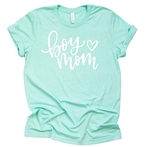 Boy Mom T Shirt Women's Casual Letter Print Short Sleeve Tops Tee-7 Colors