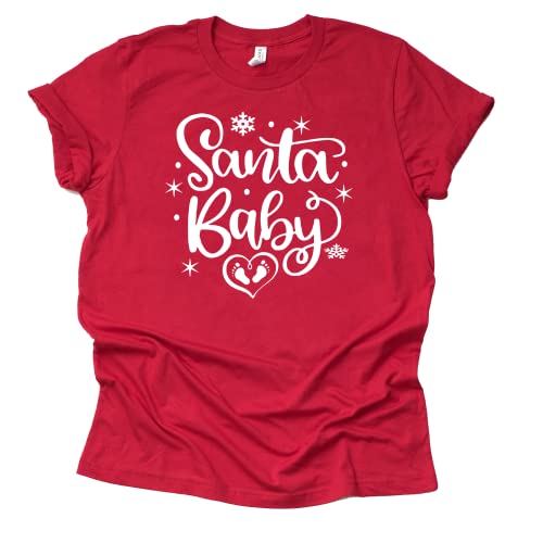 Santa Baby Shirt, Christmas Unisex Maternity Shirt, Christmas Pregnancy Announcement Shirt Unisex Short Sleeve