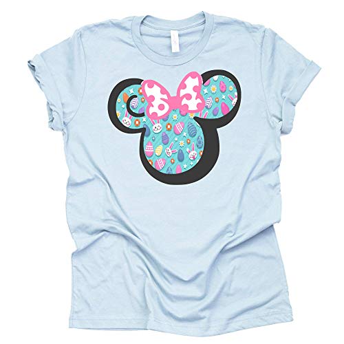 Minnie Easter Shirt for Women, Easter Eggs Shirt Short Sleeve Letter Print Funny Casual Tops Blouse