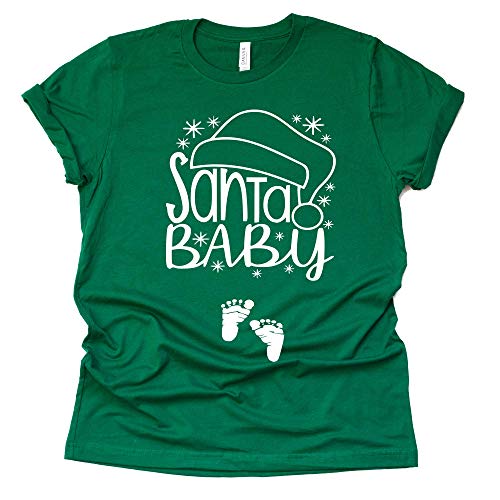 Santa Baby Shirt, Christmas Unisex Maternity Shirt, Christmas Pregnancy Announcement Shirt Unisex Short Sleeve