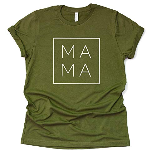 Mama Square T-Shirt Mom Shirt Unisex Casual Letter Print Short Sleeve Tops Tee