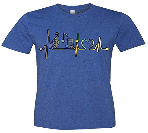 Music Frequency T-Shirt Heartbeat Music Notes Pulse Treble Clef Bass Key T-Shirt