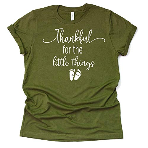 Thankful for The Little Things Shirt Thanksgiving Pregnancy Announcement, Unisex Short Sleeve