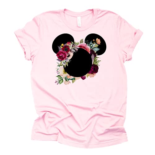 Mickey Flower Shirt, Mickey Floral Shirt Wreath T-Shirt Adult Women Ladies Boho Character Shirt