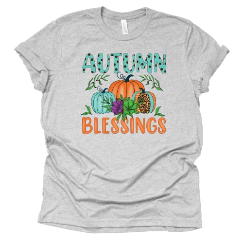 Autumn Blessing T-Shirt Pumpkins Hayrides Apple Cider Falling Leaves Women Thanksgiving