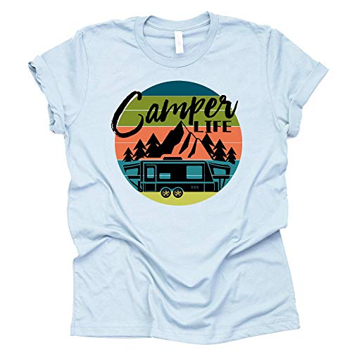 Camper Life Shirt, Camping RV Shirt, Women Summer Graphic Tees Tops Funny Gift for Christmas Unisex Short Sleeve