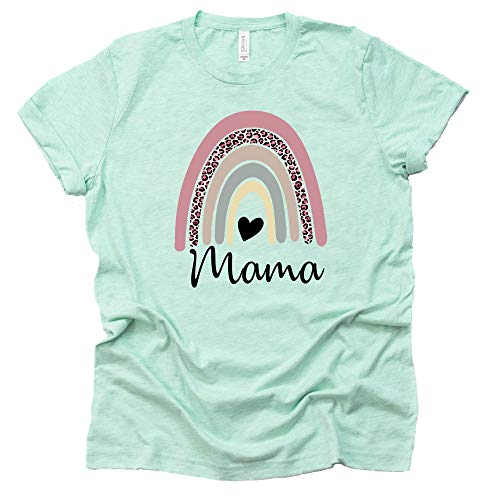 Mama Rainbow Shirt Vintage Mom Shirt Women's Casual Letter Print Short Sleeve Tops Tee