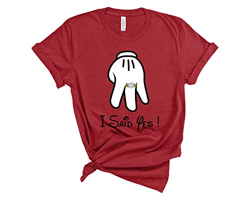 I Said Yes Engagement Graphic Tees Girlfriend Gift Wife T Shirts I Asked Minnie Hand