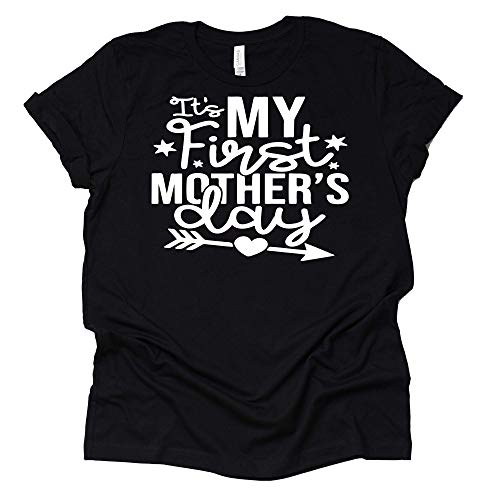 It's My First Mother's Day Shirt Women's Casual T-Shirt Letter Print Short Sleeve Tops Tee-5 Colors