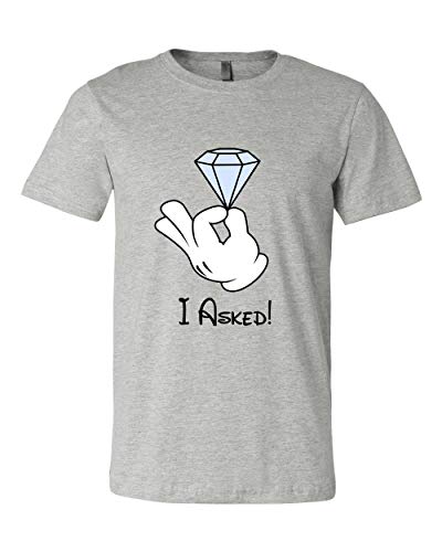 I Asked Engagement Graphic Tees Girlfriend Gift Wife T Shirts I Said Yes Mickey Hand - Sold Individually