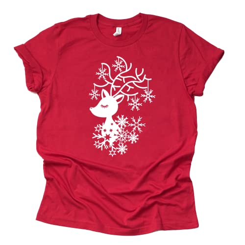 Christmas Shirt, Reindeer Snowflake Shirt, Unisex T-Shirt Graphic Tees,