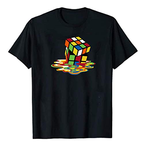 Melted Rubi Cube 3D Model Puzzle T-Shirt, Melting Rubi Cube Shirt. Unisex T-Shirt Casual Short Sleeve