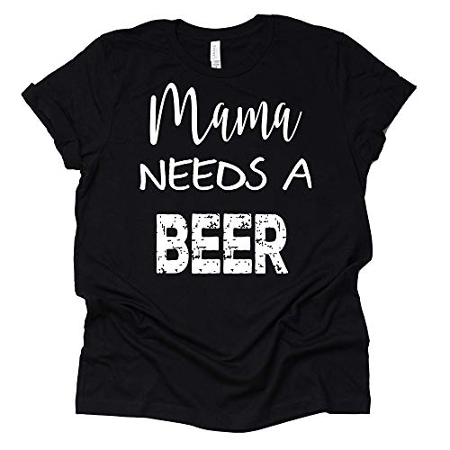 Mama Needs a Beer T-Shirt Mom Shirt Women's Casual Letter Print Short Sleeve Tops Tee-7 Colors