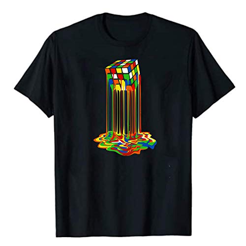 Melted Rubi Cube 3D Model Puzzle T-Shirt, Melting Rubi Cube Shirt. Unisex T-Shirt Casual Short Sleeve