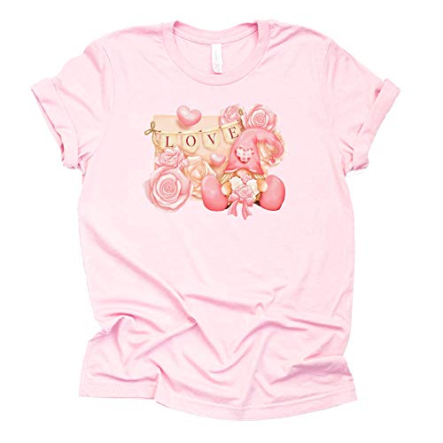 Love Roses Gnome Shirt, Women's Valentines Day Shirt, Hearts Shirt, Unisex Short Sleeve Shirt