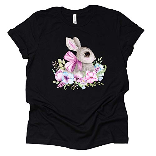 Easter Watercolor Bunny Shirt, Easter Shirt for Women Tee Causal Short Sleeve T-Shirt