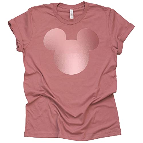 Rose Gold Shirt, Disney Mickey Head Shirt for Adult Unisex Short Sleeve T-shirt