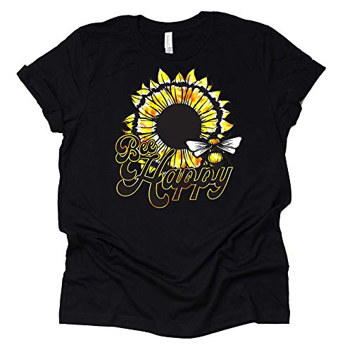 Bee Happy Sunflower Shirt, Bee Lover Shirt, Unisex Short Sleeve t-shirt