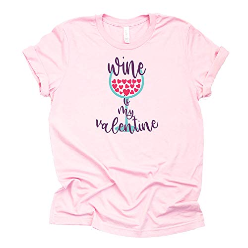 Wine is My Valentine Shirt, Women's Valentines Day Shirt, Wine Glass with Hearts Shirt, Unisex Short Shirt