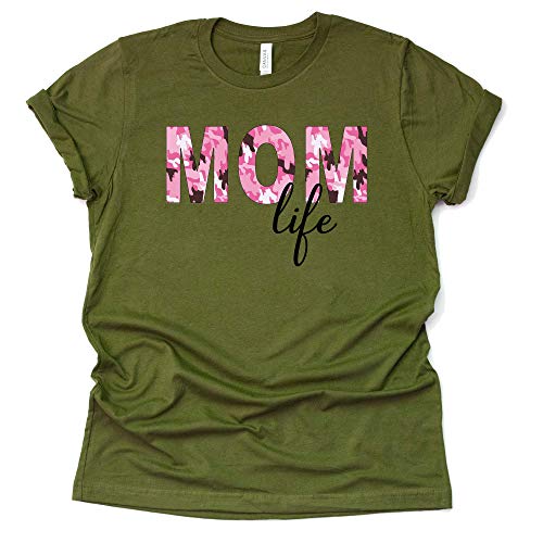 Camo Mom Life Shirt for Women Mama Graphic Tops Tee Mother's Day Short Sleeve Casual Blouse