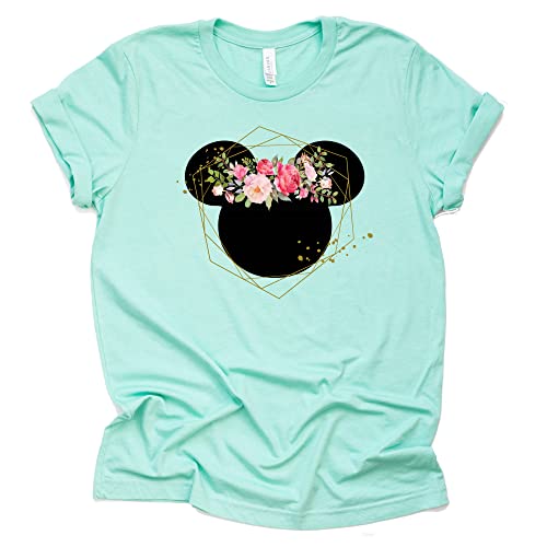 Women and Teen Floral Mickey Flower Shirt Adult Women Ladies Boho Character Tshirt