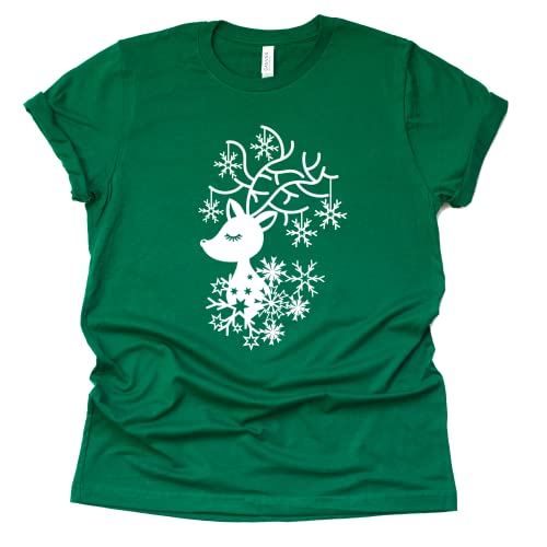 Christmas Shirt, Reindeer Snowflake Shirt, Unisex T-Shirt Graphic Tees,