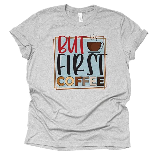 But First Coffee T-Shirt for Women, Unisex Shirt, Coffee Letters Print Shirt with Funny Sayings Casual Tee Tops