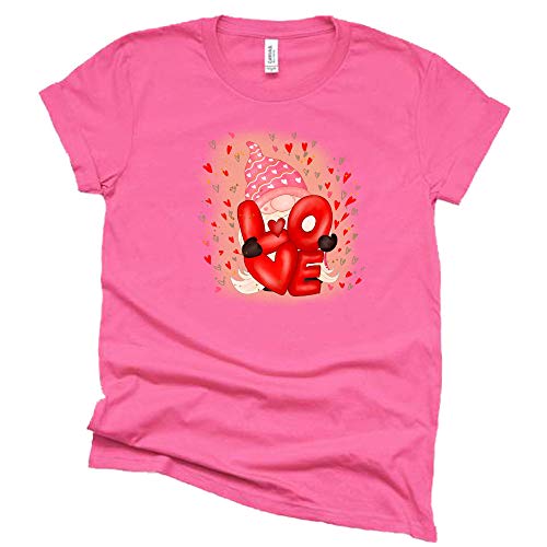 Gnome Love Valentine Shirt, Womens Valentines Day Shirt, Gnomes Shirt, Short Sleeve Causal T-Shirt