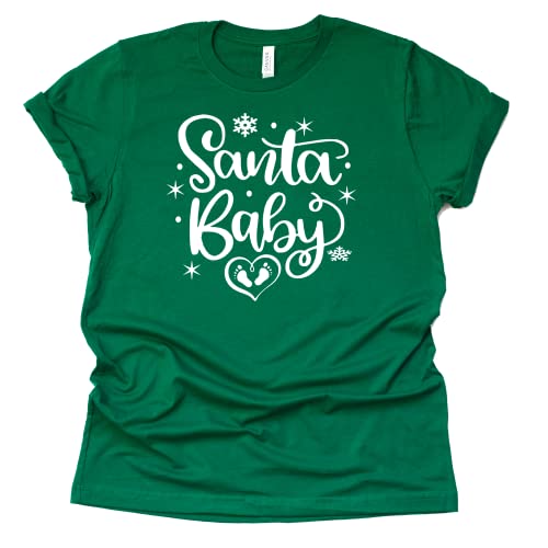 Santa Baby Shirt, Christmas Unisex Maternity Shirt, Christmas Pregnancy Announcement Shirt Unisex Short Sleeve