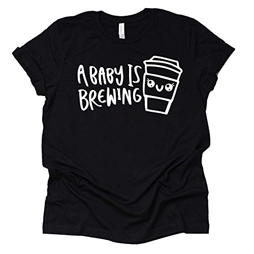 A Baby is Brewing Shirt Pregnancy Announcement T-Shirt Letter Print Short Sleeve Tops Tee-5 Colors