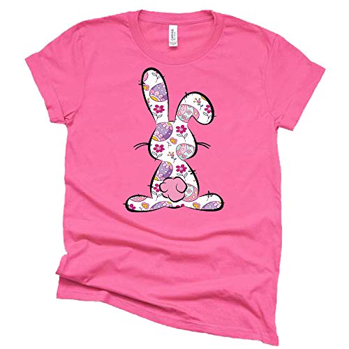 Floral Easter Bunny Shirt, Easter Shirt, Religious Tee, Pretty Bunny Shirt, Fancy Bunny Shirt, Causal Short Sleeve T-Shirt, Easter Shirt for Women