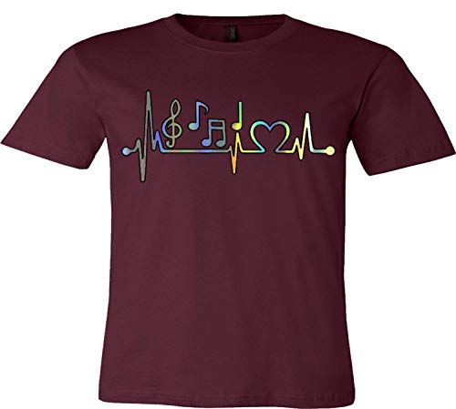 Music Frequency T-Shirt Heartbeat Music Notes Pulse Treble Clef Bass Key T-Shirt