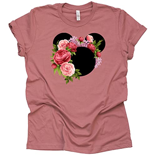 Women and Teen Floral Mickey Flower Shirt Adult Women Ladies Boho Character Tshirt