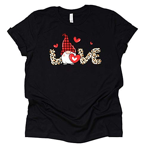 Love Gnome Shirt, Leopard Gnomes Shirt, Womens Valentines Day Shirt, Hearts Shirt, Unisex Short Sleeve Shirt