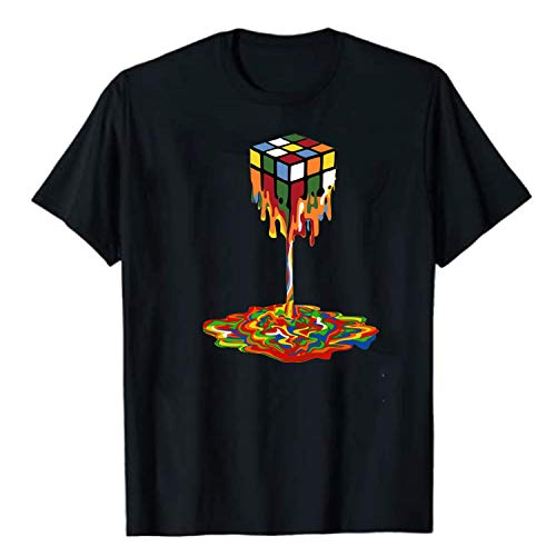 Melted Rubic Cube 3D Model Puzzle T-Shirt, Melting Rubic Cube Shirt. Unisex T-Shirt Casual Short Sleeve