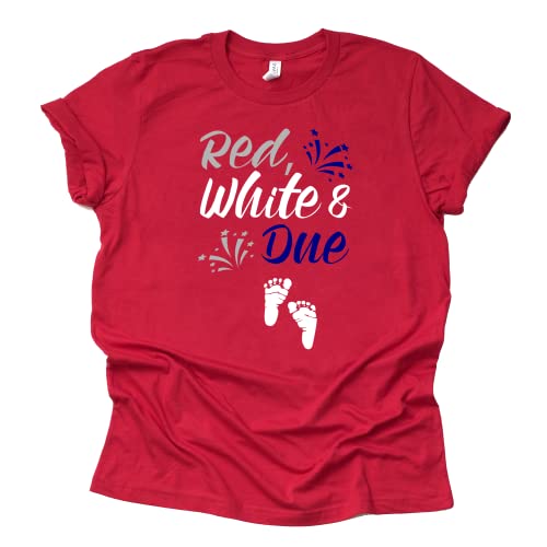 Red, White and Due Shirt, July 4th Pregnancy Announcement Shirt, Unisex Short Sleeve