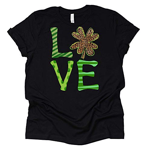 Leopard Shamrock Love Shirt, St Patricks Day T-Shirt, Leopard Print T-Shirt